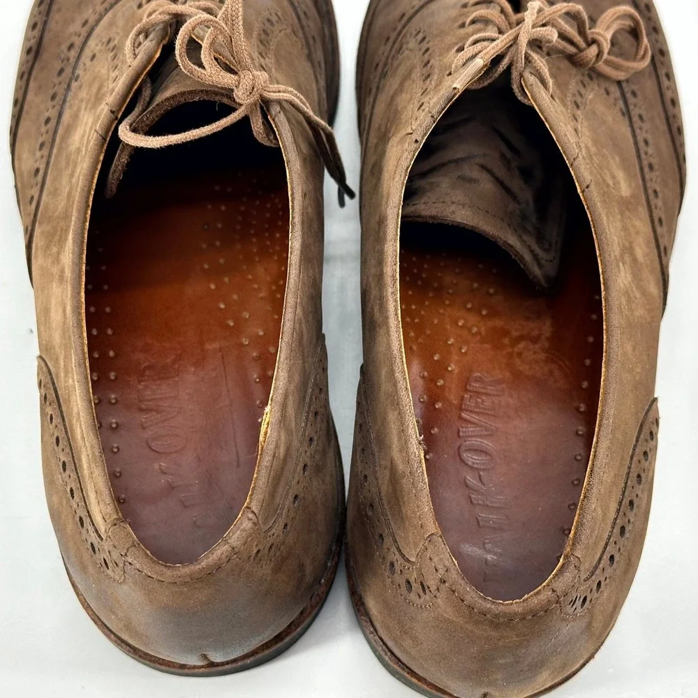 Vintage Walk-Over Shoes Men 9 D Wingtip Oxford Brown Nubuck Leather Brogue Dress